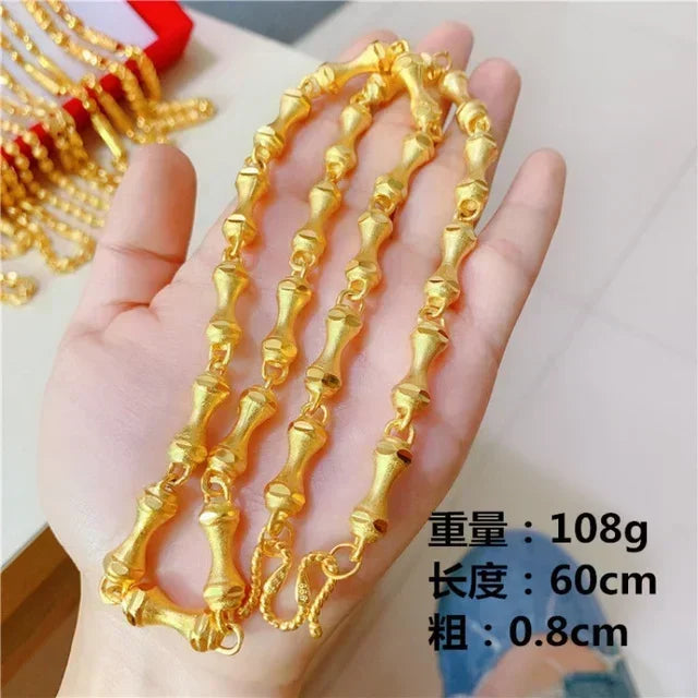 9999 real gold necklace men&