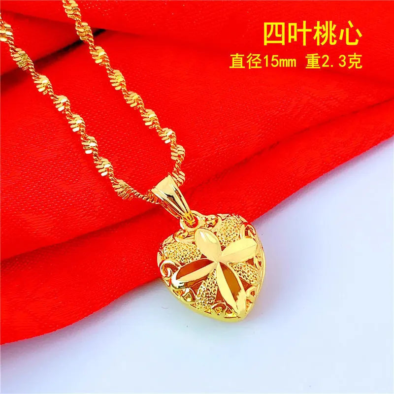 9999 24K REAL gold necklace women's real gold necklace pendant gold necklace women's jewelry fashion hundred items Beauty hair & fashionfj
