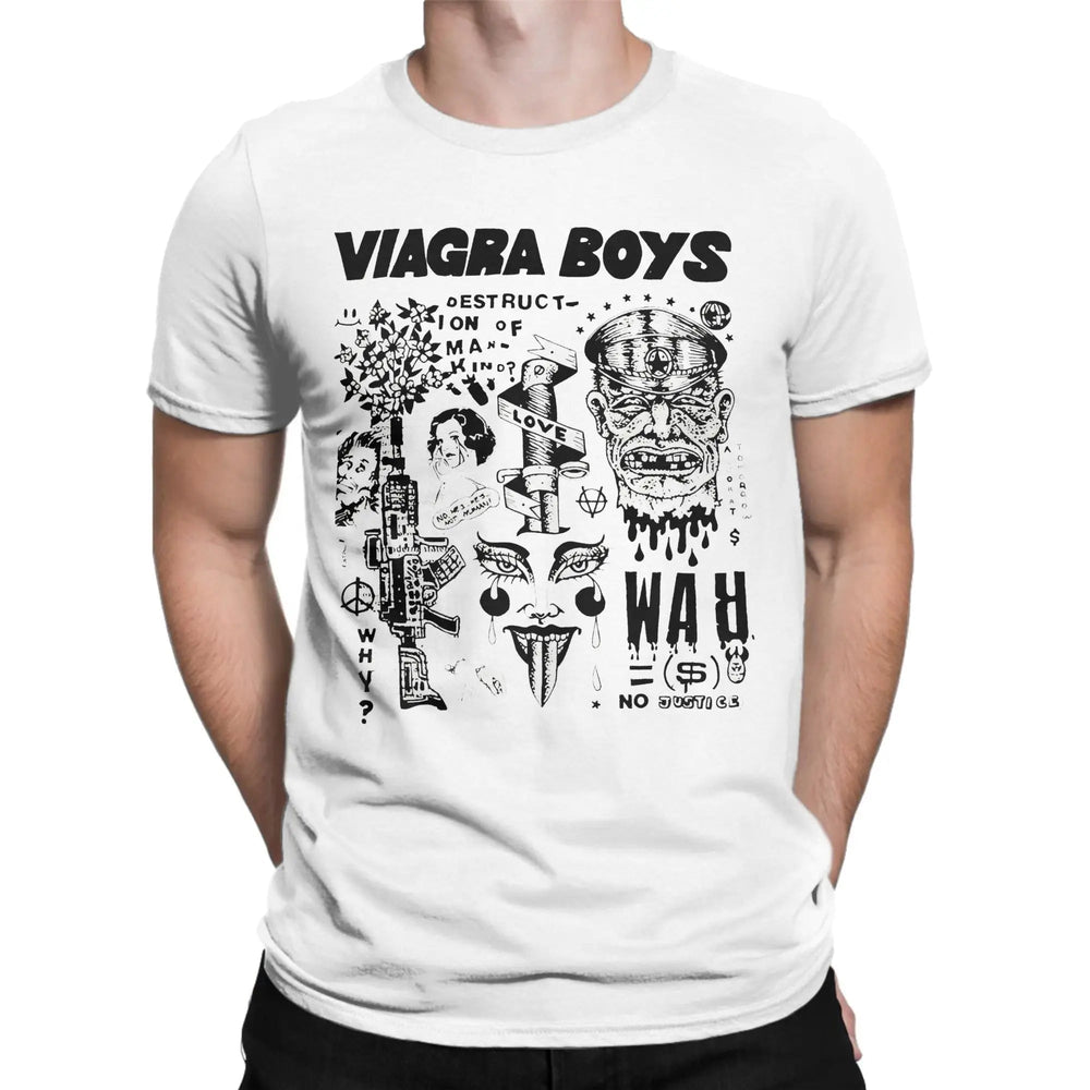 Viagra Boys T Shirt Summer  Vintage T-Shirts 100 Cotton Popular Tshirt For Men Short Sleeve Casual Tees Beauty hair & fashionfj