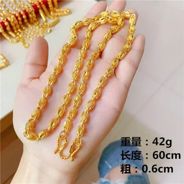 Mens and womens 18K gold necklace AU750 ball chain transfer domineering jewelry boss chain free shipping with certificate Beauty hair & fashionfj