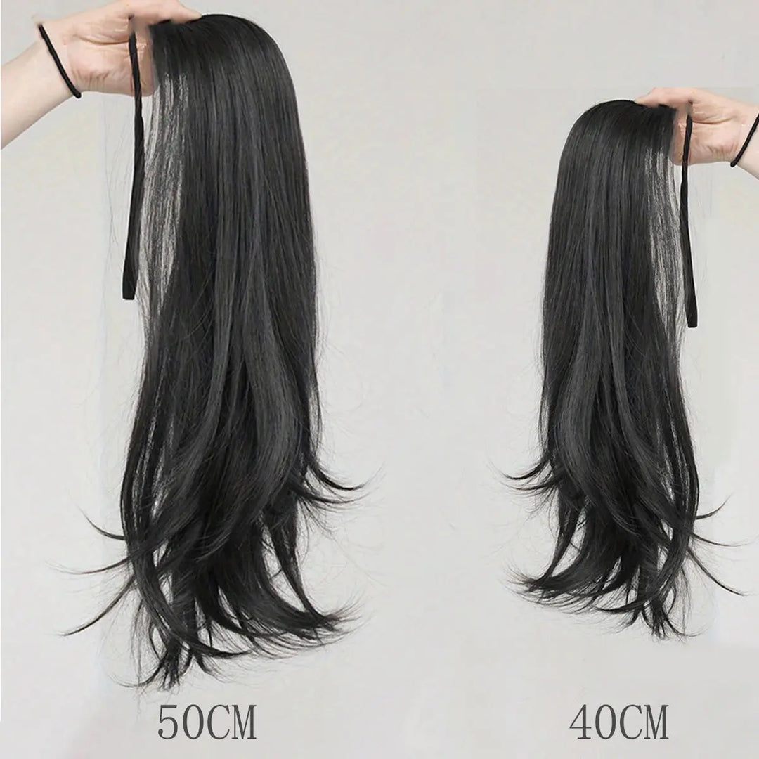 Elegant Women's Straight Hair Ponytail Extensions Long Stylish Synthetic Hair for Daily Use Easy Drawstring Attachment Beauty hair & fashionfj