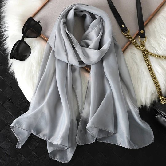 Fashion Feathry Chiffon Soft Solid Scarf Shawl Decorate Silk Scarves Breathable Sun Protection Elegant Lady Versatile Bandana Beauty hair & fashionfj