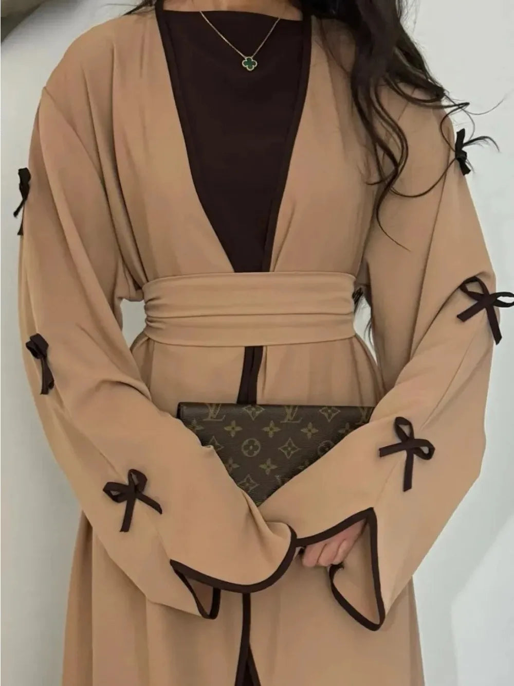 Eid Bow Abaya Women Cardigan Dress Muslim Party Caftan Robe Jalabiya Morocco Dubai Kaftan Islam Vestidos Largos Ramadan 2025 Beauty hair & fashionfj