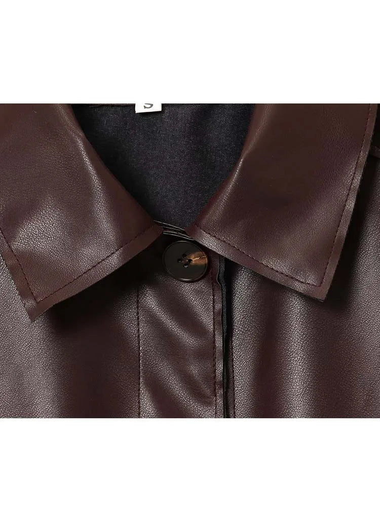 Women's Leather Jacket 2025 Autumn Winter New Fashion Women Long Sleeve Zipper Jackets Women High Street Elegant Short Coats