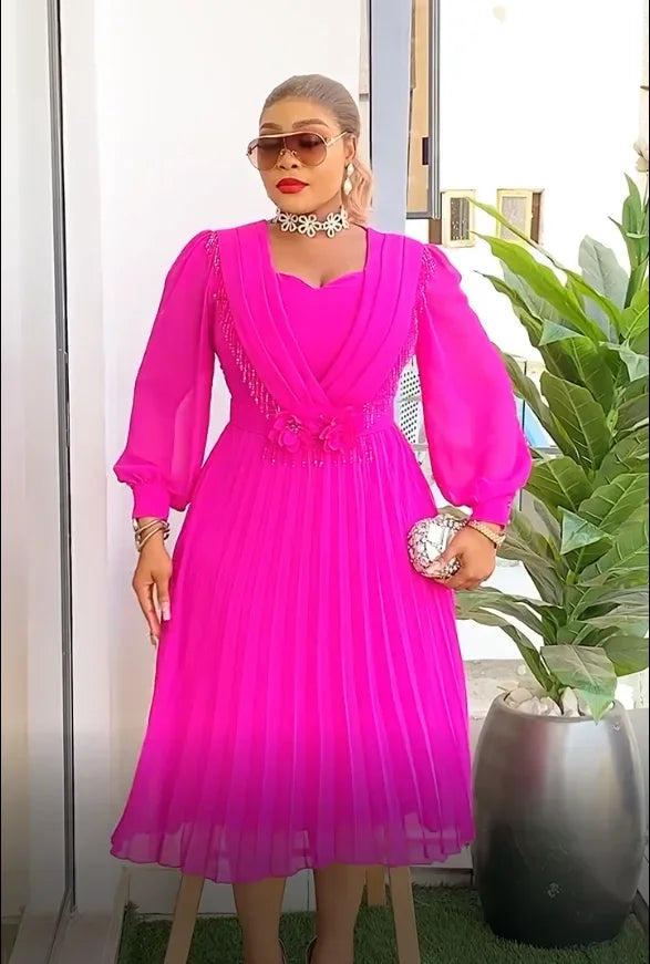 African Dress Women Fashion Elegant Clothing Plus Size Wedding Party Summer Dressing 2025 For Office Pleated Skirt Daily Wear Beauty hair & fashionfj