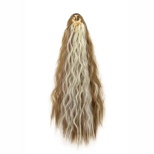22Inch Synthetic Long Kinky Curly Ponytail Hair Extension Drawstring Wrapped Clip in Hair Black Hairpiecefor Women Beauty hair & fashionfj