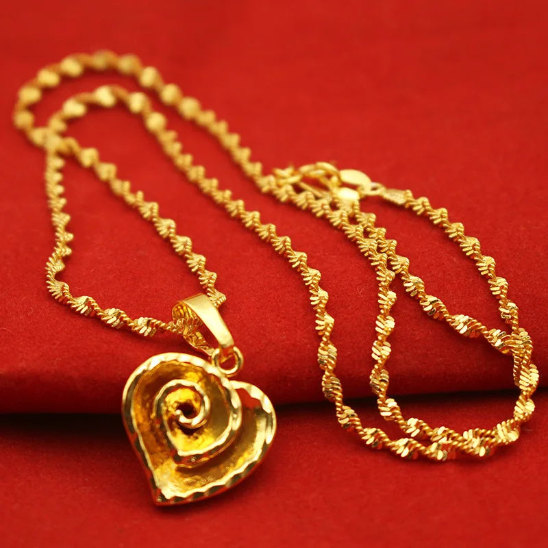 9999 24K REAL gold necklace women's real gold necklace pendant gold necklace women's jewelry fashion hundred items Beauty hair & fashionfj