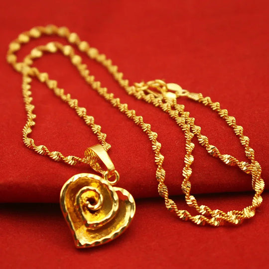9999 24K REAL gold necklace women's real gold necklace pendant gold necklace women's jewelry fashion hundred items Beauty hair & fashionfj