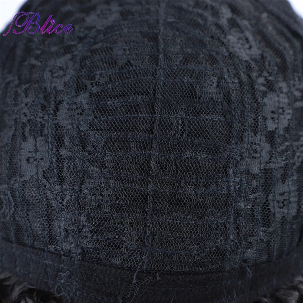 Blice Afro Kinky Curly Wigs With Bangs Short Hair Wig For Black Women Glueless Synthetic Cosplay Wig 18 Inch