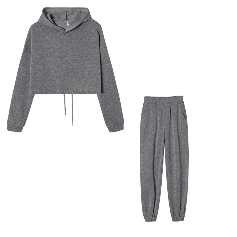 Women's Hooded Sports Suit Fashion Trend Women's Long-sleeved Sports Casual Suit Waist Two-piece Home Wear Beauty hair & fashionfj