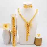 Elegant 24k gold necklace jewelry set for women, AU999 pure gold bracelet Beauty hair & fashionfj