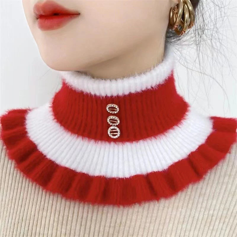 Women's Fake Collar Protects Cervical Spine Winter Warm Scarf Cycling Thick Elastic Neck Fur Velvet