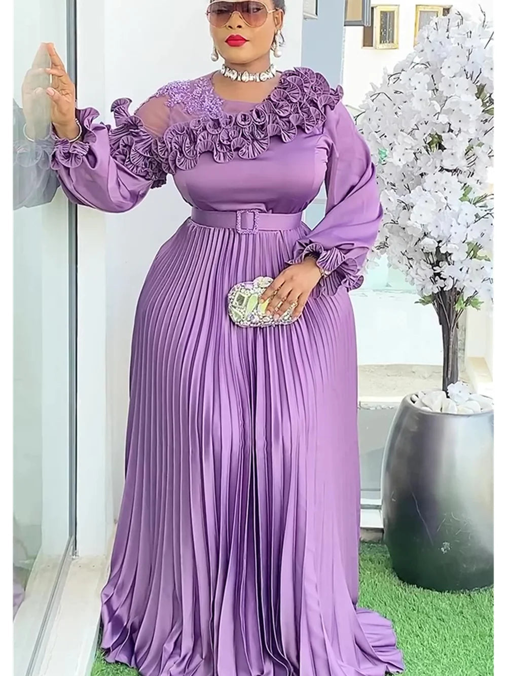 Plus Size African Party Dresses for Women 2025 New Fashion Dashiki Ankara Wedding Evening Gown Elegant Turkey Muslim Maxi Dress Beauty hair & fashionfj