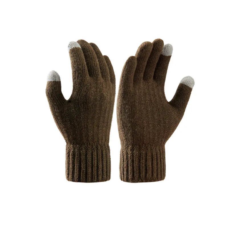 Hot-selling New Men's Warm Fleece Thick Knitted Gloves Autumn and Winter Outdoor Riding Cold-proof Warm Knitted Gloves