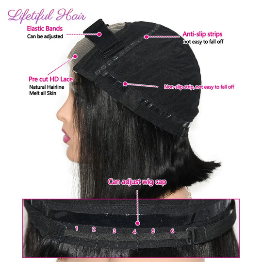 Glueless Bob Hair Wig Human Hair Ready To Wear Straight Transprent 4x4 Lace Closure Wigs For Women Glueless Wigs Human Hair Beauty hair & fashionfj