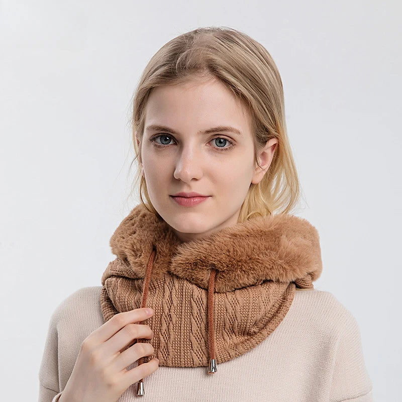 Women's Winter Hat Outdoor Cycling Headgear Anti Cold Skiing Hat Warm Scarf Face Mask Integrated Anti Cold Headgear