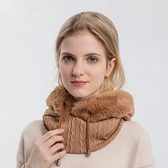 Women's Winter Hat Outdoor Cycling Headgear Anti Cold Skiing Hat Warm Scarf Face Mask Integrated Anti Cold Headgear