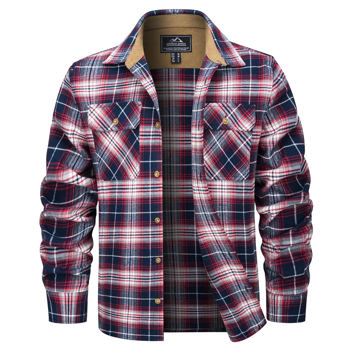 MAGCOMSEN Flannel Shirts Men's Long Sleeves Cotton Long Sleeve Plaid Shirt with 2 Pockets Button Down Casual Corduroy Shirt Male Beauty hair & fashionfj