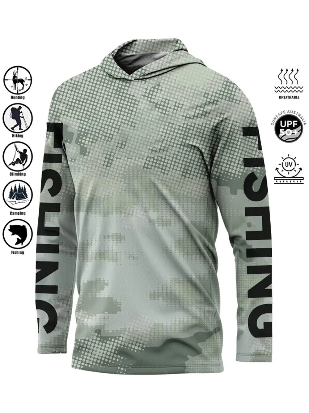 Fishing Shirt Hooded Outdoor Uv Protection Large Size Man Camouflage Printing Moisture Wicking Jersey Fishing Apparel Tops Beauty hair & fashionfj
