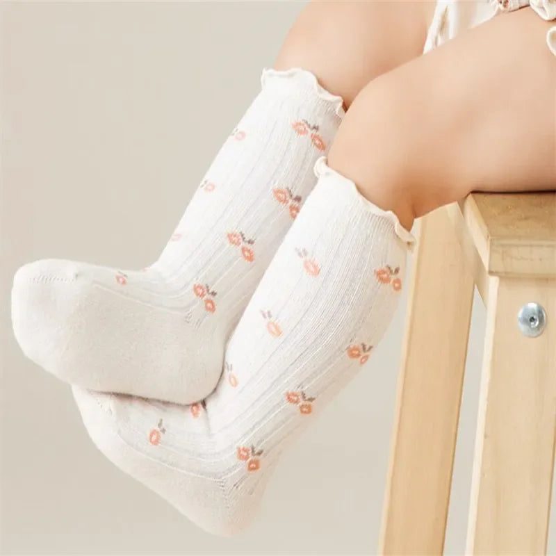 Kids Socks For 0-5 Years Girls Autumn Winter Cotton Print Children's Girls Socks Soft Beauty Toddler Princess Long Sock