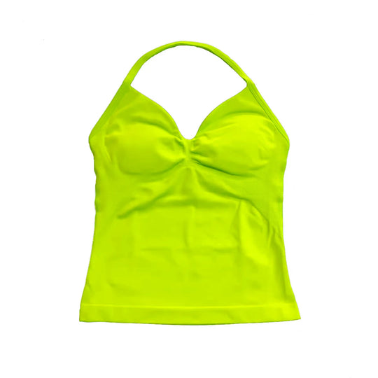 Women's Yoga Vest  Top with Bare Back and Long Straps  Backless Bra for Training  T-shirt for Running and Yoga