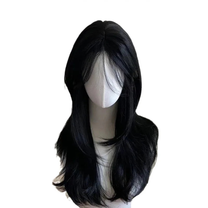 Black Wig Female Headband Body Wavy Rose Hair Net Models in French Bangs High Quality Simulation Hair Synthetic Wig Beauty hair & fashionfj