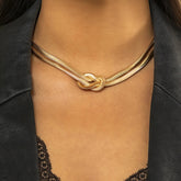 Gold Thick Necklace Women Neck Chains Twist Knot Choker Party Punk Geometric Clavicle Collar Beauty hair & fashionfj