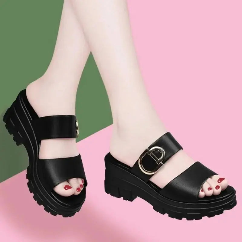 Woman Slippers Platform Sandals Thick Shoes For Women Casual Outside Slides Stylish Shoe High Quality Novelties Sale Luxury Beauty hair & fashionfj