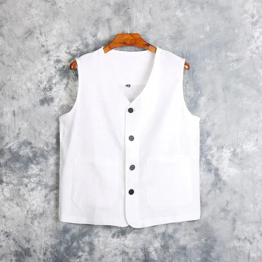 Men's Vest Dress Linen Cotton Waistcoat Jacket Male Formal Gilet For Mens Jeans Summer Casual Business Victorian Clothing Beauty hair & fashionfj