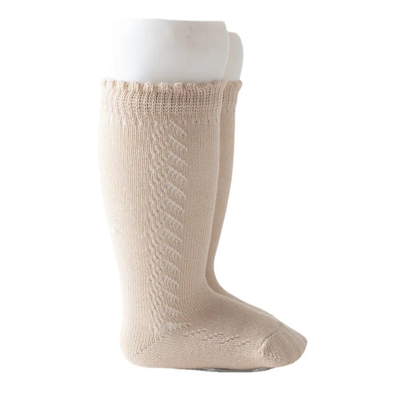 New Children's Socks For Boys Girls Knitted Cotton Long Sock Knee High Toddlers Stockings Summer Hollow Out Infant Baby Socken