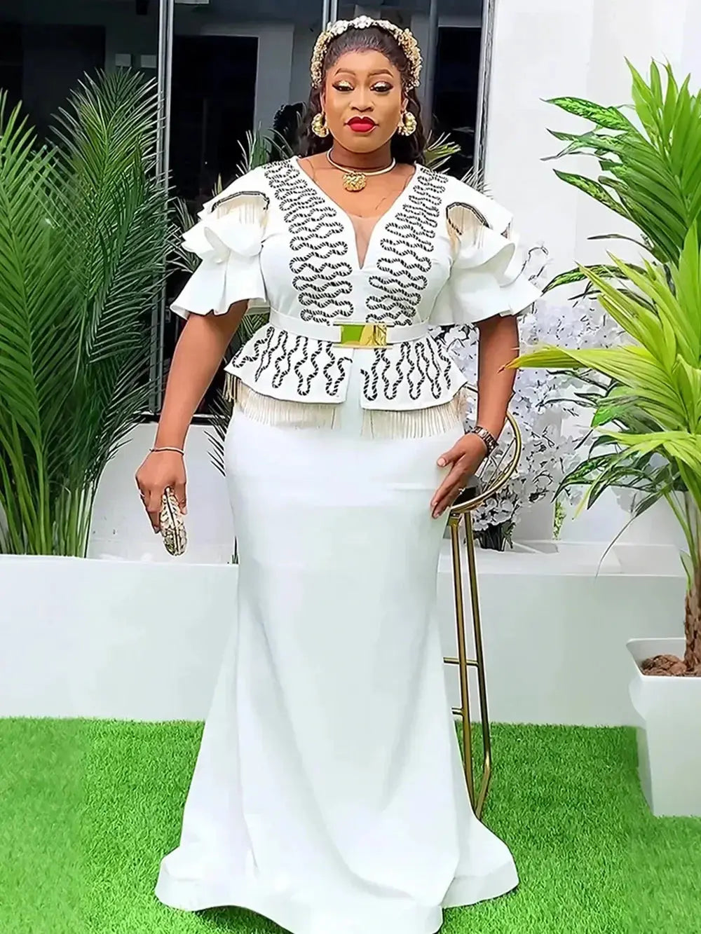 African Party Dresses for Women 2024 Plus Size Fashion Dashiki Ankara Wedding Evening Gown Elegant Turkey Muslim Maxi Dress Beauty hair & fashionfj