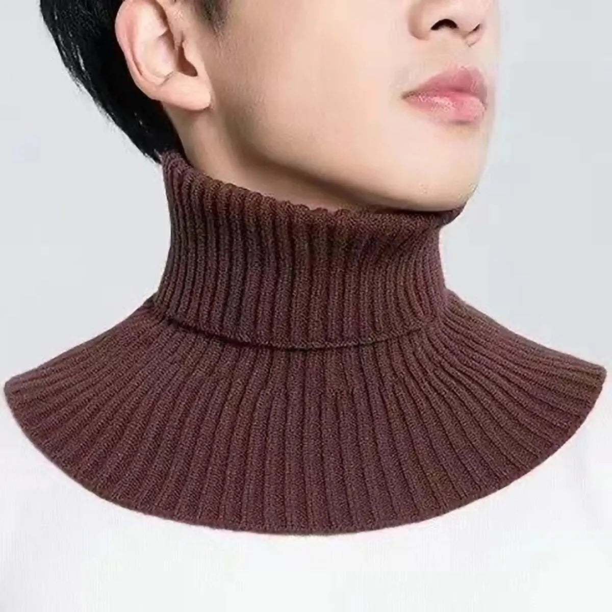 Winter Detachable Cotton Knitted Turtleneck Collar For Men False Collar Fashion Stripe Design Warm Cover Head Neck Guard Collar