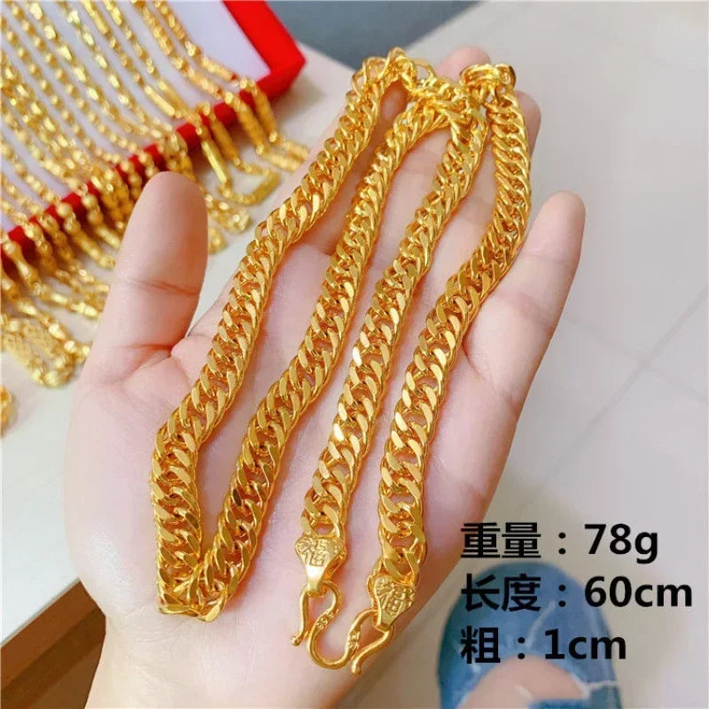 9999 real gold necklace men's 24 K gold necklace personalized new large thick chain transit necklace Beauty hair & fashionfj