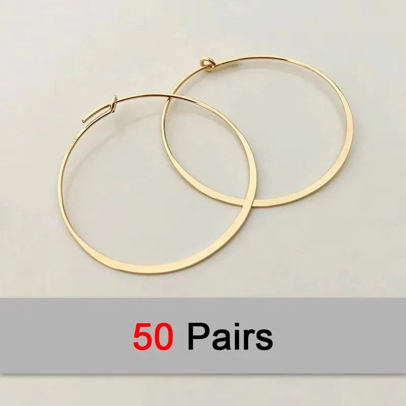 14K Gold Filled Flattened Wire Hoop Earrings Gold Jewelry Gold Hoop Earrings Brincos Pendientes Oorbellen Boho Women Earrings