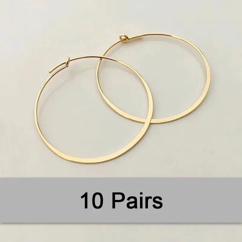 14K Gold Filled Flattened Wire Hoop Earrings Gold Jewelry Gold Hoop Earrings Brincos Pendientes Oorbellen Boho Women Earrings