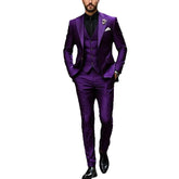 Purple Men Suit Single-breasted Peak Lapel 3 Pieces(Jacket+Pants+Vest) Male Formal Wedding Party Set Beauty hair & fashionfj