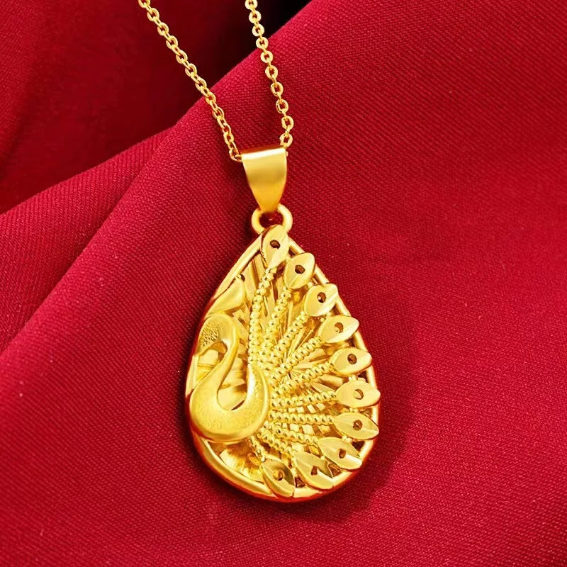 9999 24K REAL gold necklace women's real gold necklace pendant gold necklace women's jewelry fashion hundred items Beauty hair & fashionfj