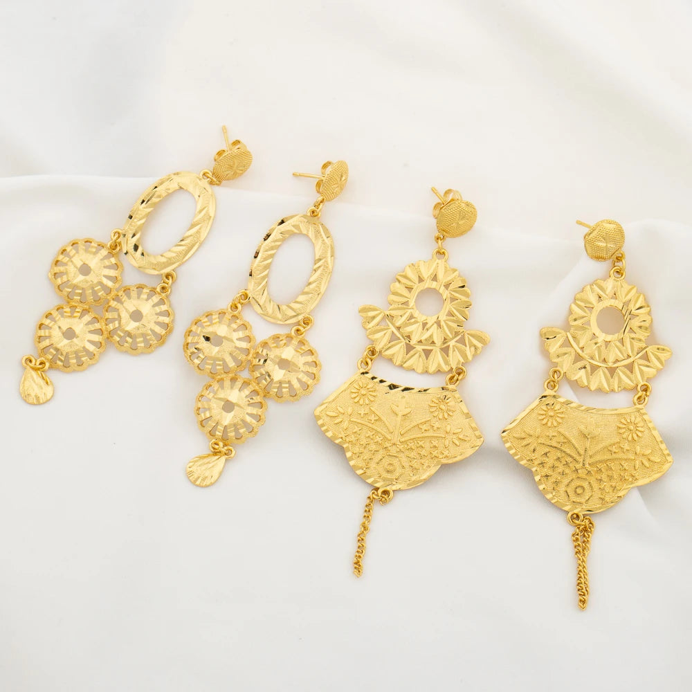 Gold Color Earrings for Women New Arrival 18K Gold Plated Copper Fashion Long Dangle Earrings Charm Wedding Party Jewelry Gift