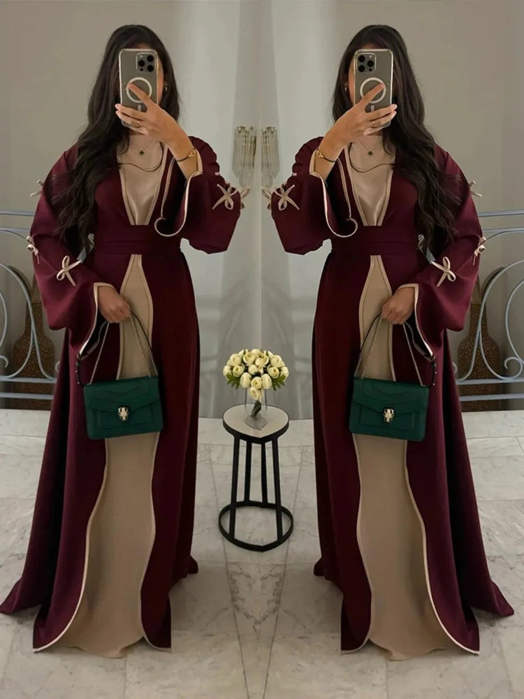 Eid Bow Abaya Women Cardigan Dress Muslim Party Caftan Robe Jalabiya Morocco Dubai Kaftan Islam Vestidos Largos Ramadan 2025 Beauty hair & fashionfj