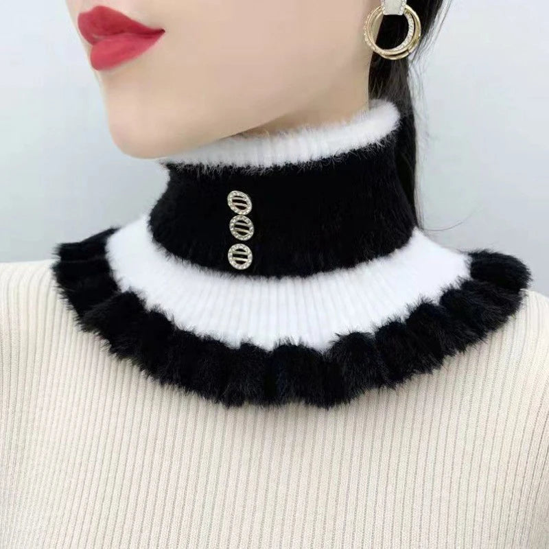 Women's Fake Collar Protects Cervical Spine Winter Warm Scarf Cycling Thick Elastic Neck Fur Velvet