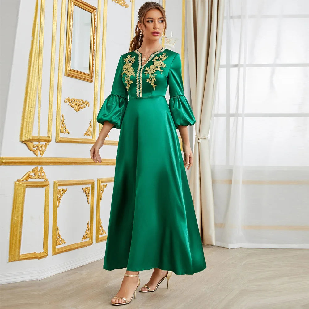 Jalabiya Caftan Muslim Party Women Party Decal Dresses Dubai Arab Middle East Abaya Dress Ramadan Clothing Abayas Kaftan Beauty hair & fashionfj