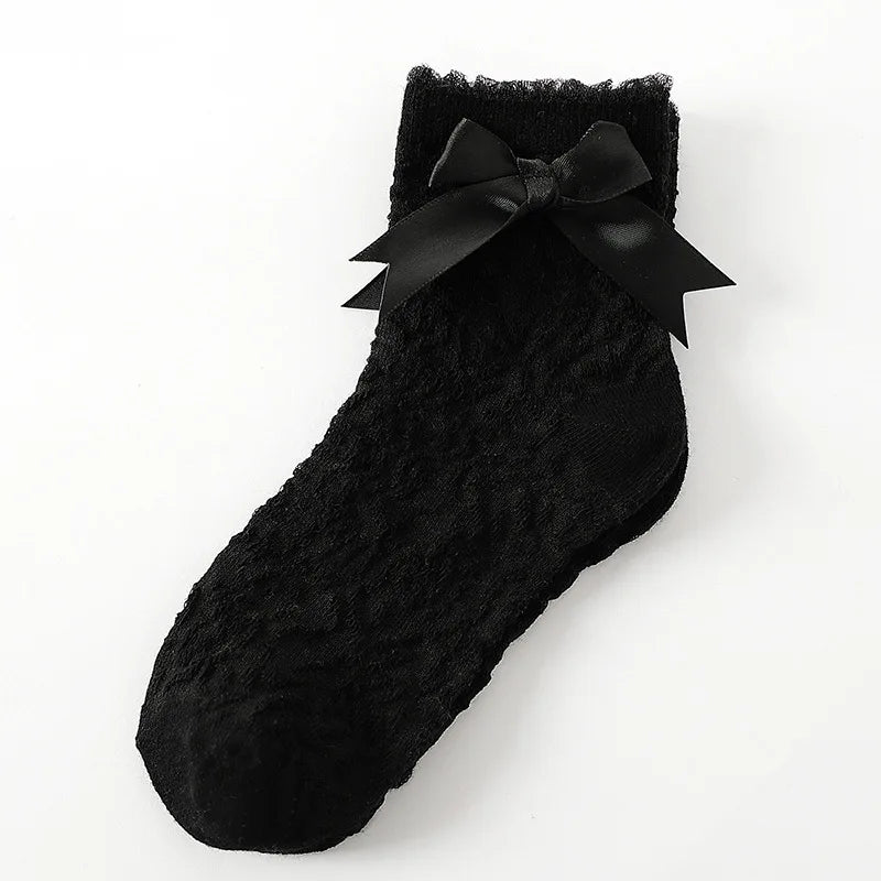 1 Pair Baby Girls Kids Socks Lace Ruffle Princess Mesh Children Short Breathable Cotton White Black Dance Toddler Socks