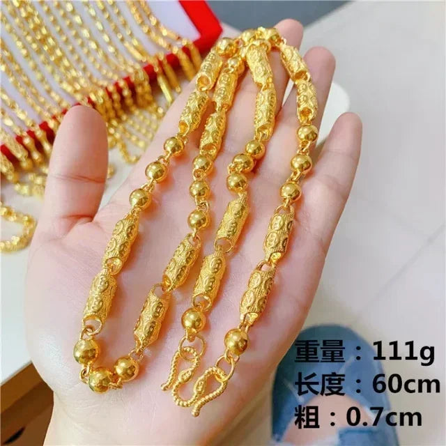 Mens and womens 18K gold necklace AU750 ball chain transfer domineering jewelry boss chain free shipping with certificate Beauty hair & fashionfj