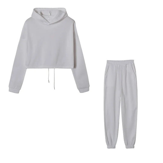 Women's Hooded Sports Suit Fashion Trend Women's Long-sleeved Sports Casual Suit Waist Two-piece Home Wear Beauty hair & fashionfj