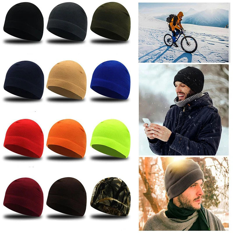 Winter New Fleece Hat Windproof Outdoor Hiking Accessories Hunting Men Caps Snowboard Cycling Warmer Brimless Beanies Hat