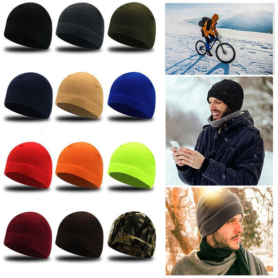 Winter New Fleece Hat Windproof Outdoor Hiking Accessories Hunting Men Caps Snowboard Cycling Warmer Brimless Beanies Hat