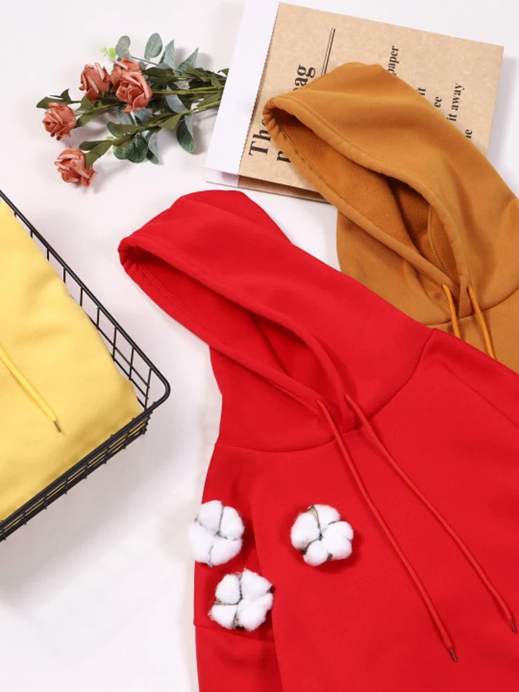 Colorful Butterfly Heart Print Clothing Female Fashion Loose Hoodies Harajuku Fleece Sweatshirt New Autumn Pocket Womenwear