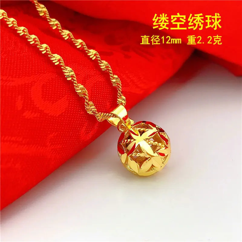 9999 24K REAL gold necklace women's real gold necklace pendant gold necklace women's jewelry fashion hundred items Beauty hair & fashionfj