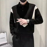 Polo T Shirt for Men Winter Pullovers Oversize Man Sweatshirt Formal Big Size Business With Collar Elasticity Emo Streetwear S Beauty hair & fashionfj