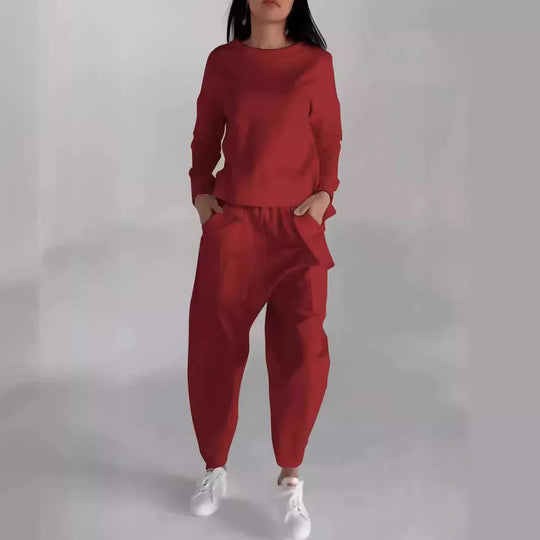 Women's suits 2024 European and American new fashion lace-up technology multi-pocket trendy sports solid color casual pants suit Beauty hair & fashionfj